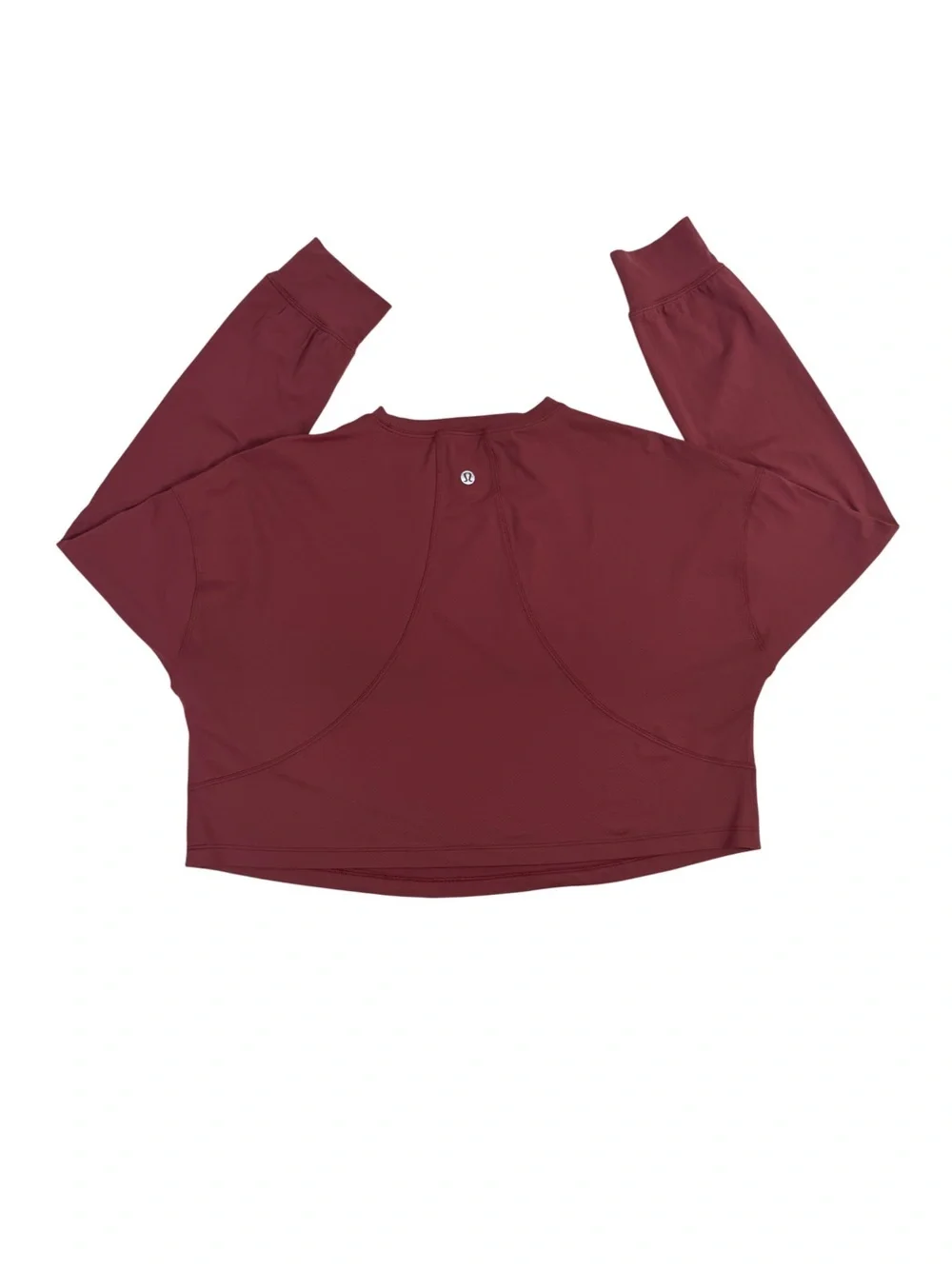 Lululemon Women Cropped Long Sleeve Athletic Top Burgundy Workout Yoga Gym SizeS